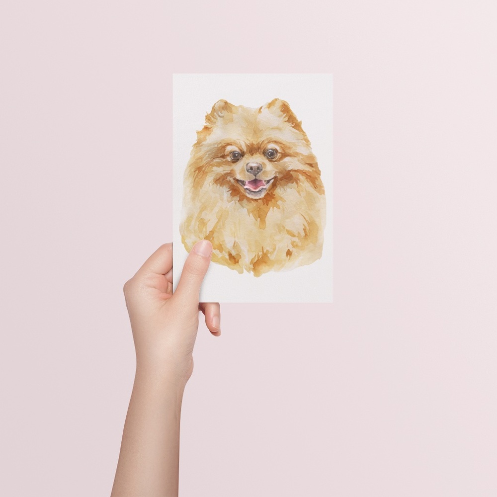 Watercolor Pomeranian Red Dog Wall Art Illustration Print Poster Card Unframed - Picture 4 of 7